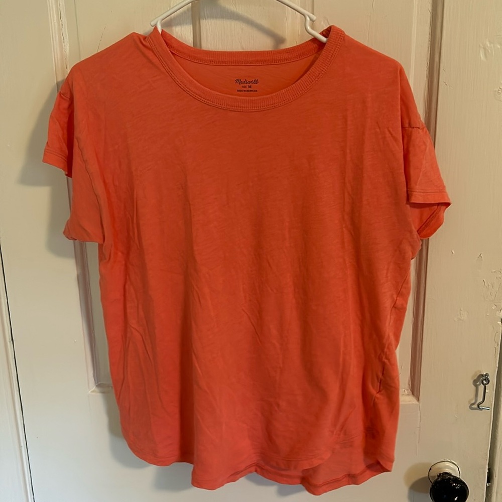 Madewell coral pink crewneck tee